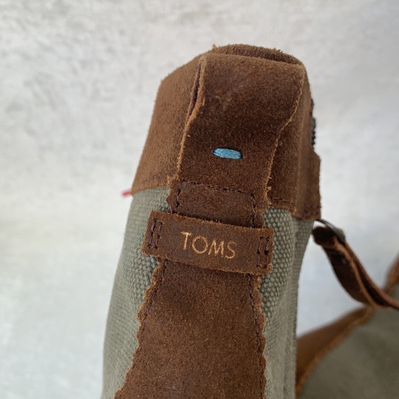 Toms Nolita Brown Suede Olive Green Canvas Hot Pink Lace Up Lug Soles Boots - Picture 9 of 10